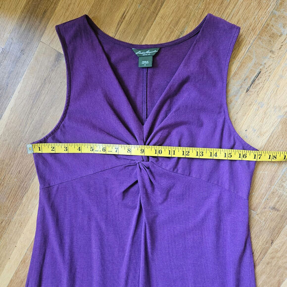 Eddie Bauer Maxi Dress Size M Purple Twist Front Sleeveless Cotton Comfy Summer - Picture 5 of 7